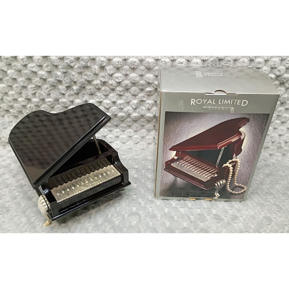 New Royal Limited Black Grand Piano Musical Box Keepsakes Jewelry Plays Music